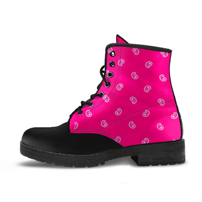 Women's Leather Bandana Boot -Black/Brt Pink