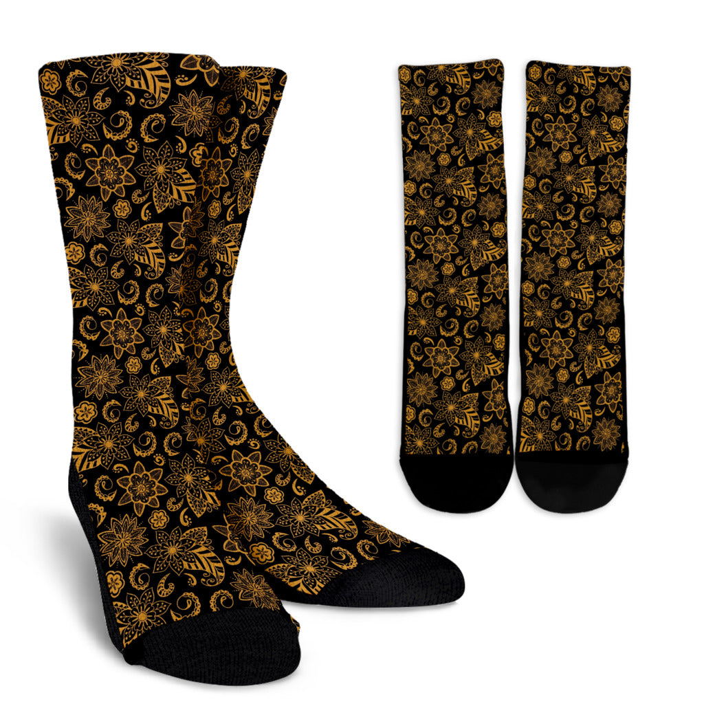 Socks - Gold Paisley on Black
