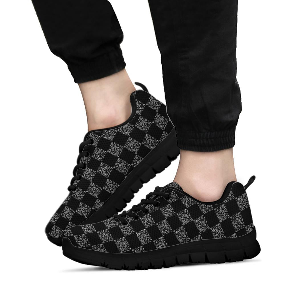 Low Top Sneaker - Black on Black Checkerboard