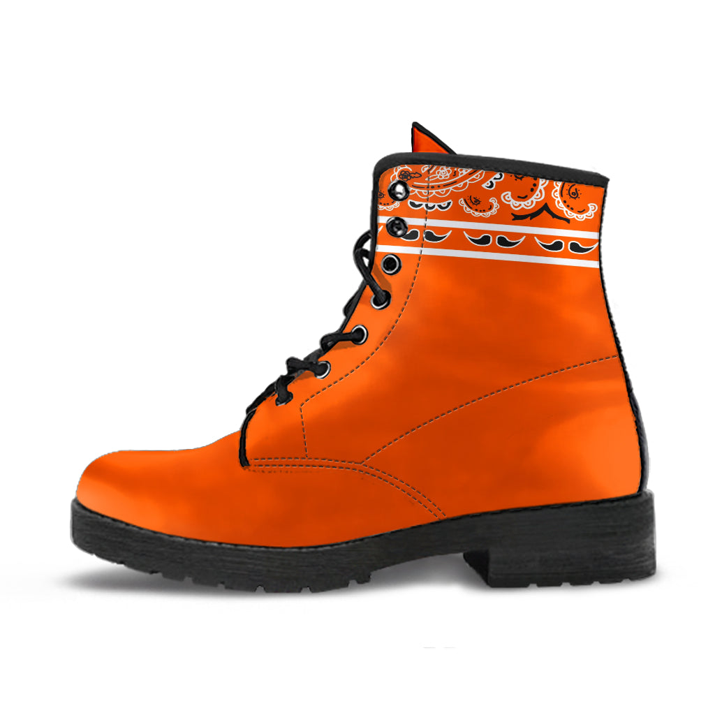 Banded Orange Leather Bandana Boot