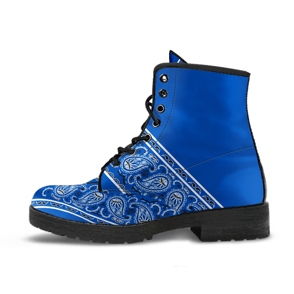 Flying V Leather Bandana Boot - Cobalt