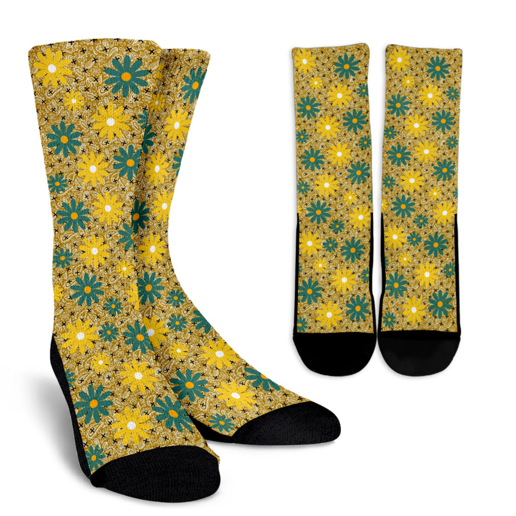 Socks - Light Blue Paisley with Flowers