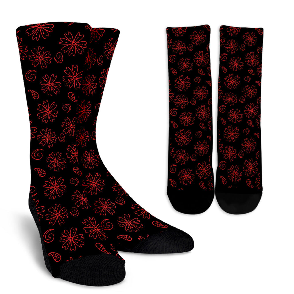 Socks - Red Paisley on Black