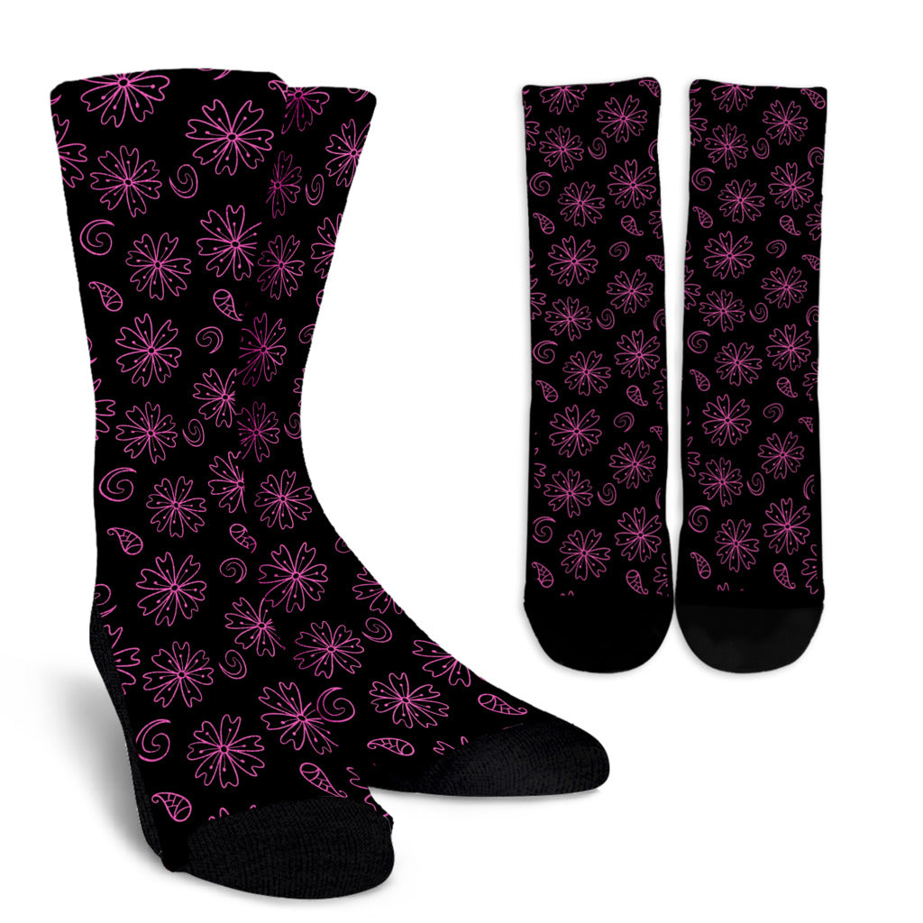 Socks - Pink Paisley on Black