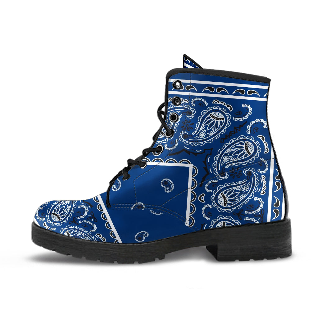 Men's Leather Bandana Boot - Navy