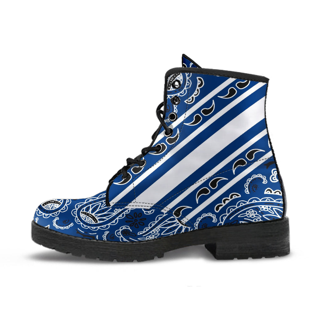 Bold Stripe Leather Navy Bandana Boot