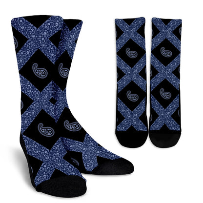 Socks - Paisley on Paisley Gray and Blue