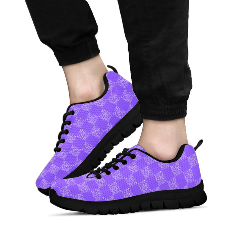 Low Top Sneaker - Purple Checkerboard on Black