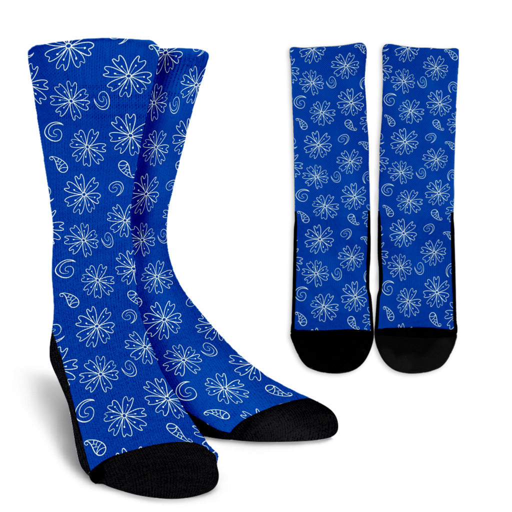 Socks - White Paisley on Cobalt Blue