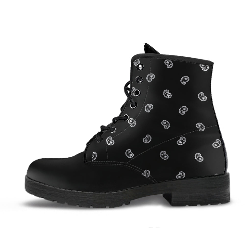 Men's Leather Bandana Boots - Black on Black