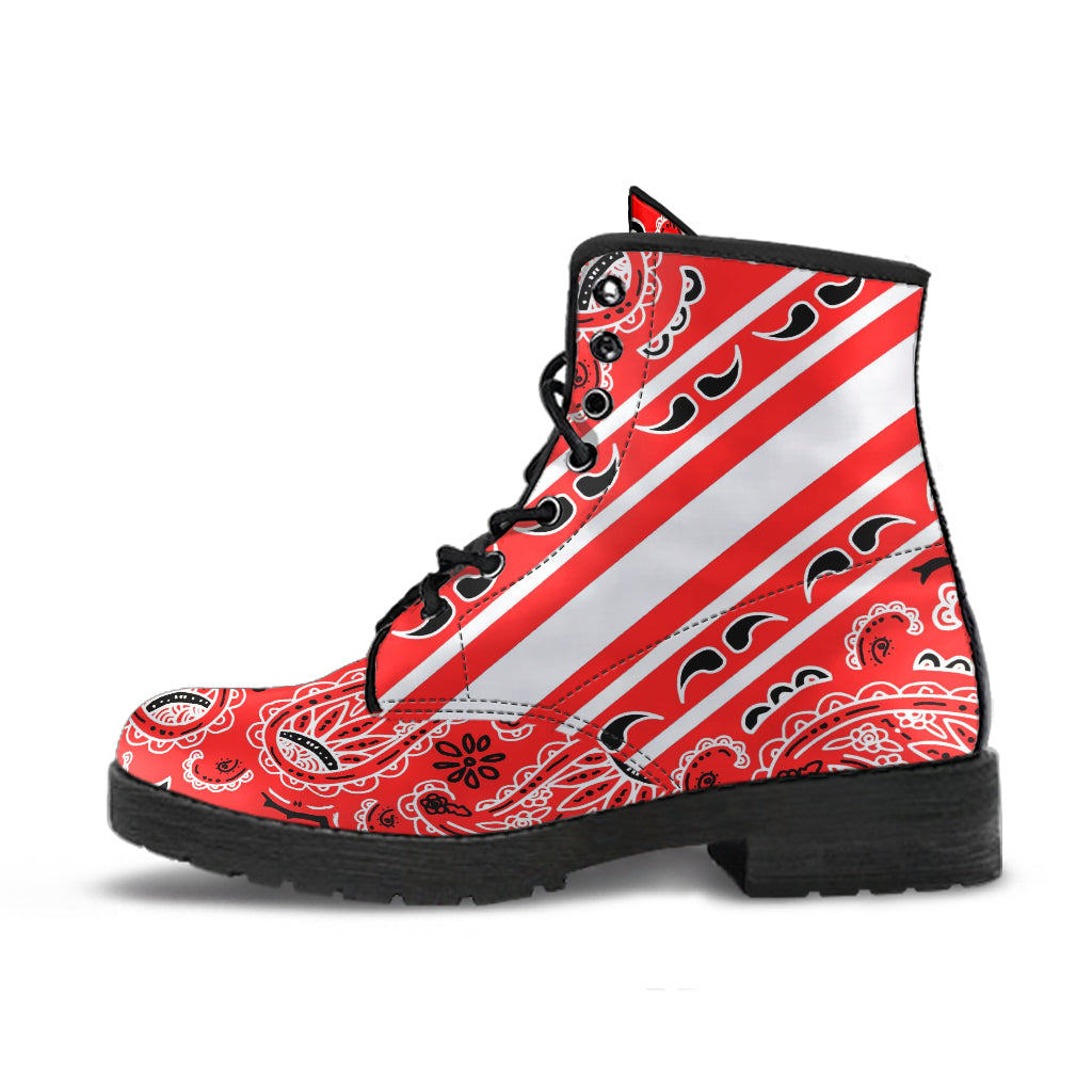 Bold Stripe Red Leather Bandana Boot