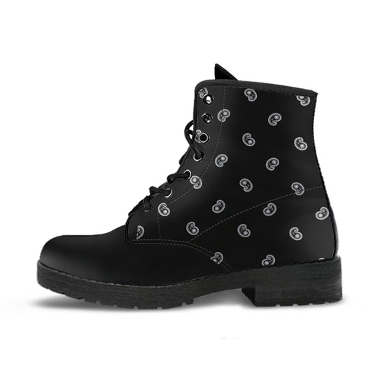 Women's Leather Bandana Boot - Black on Black