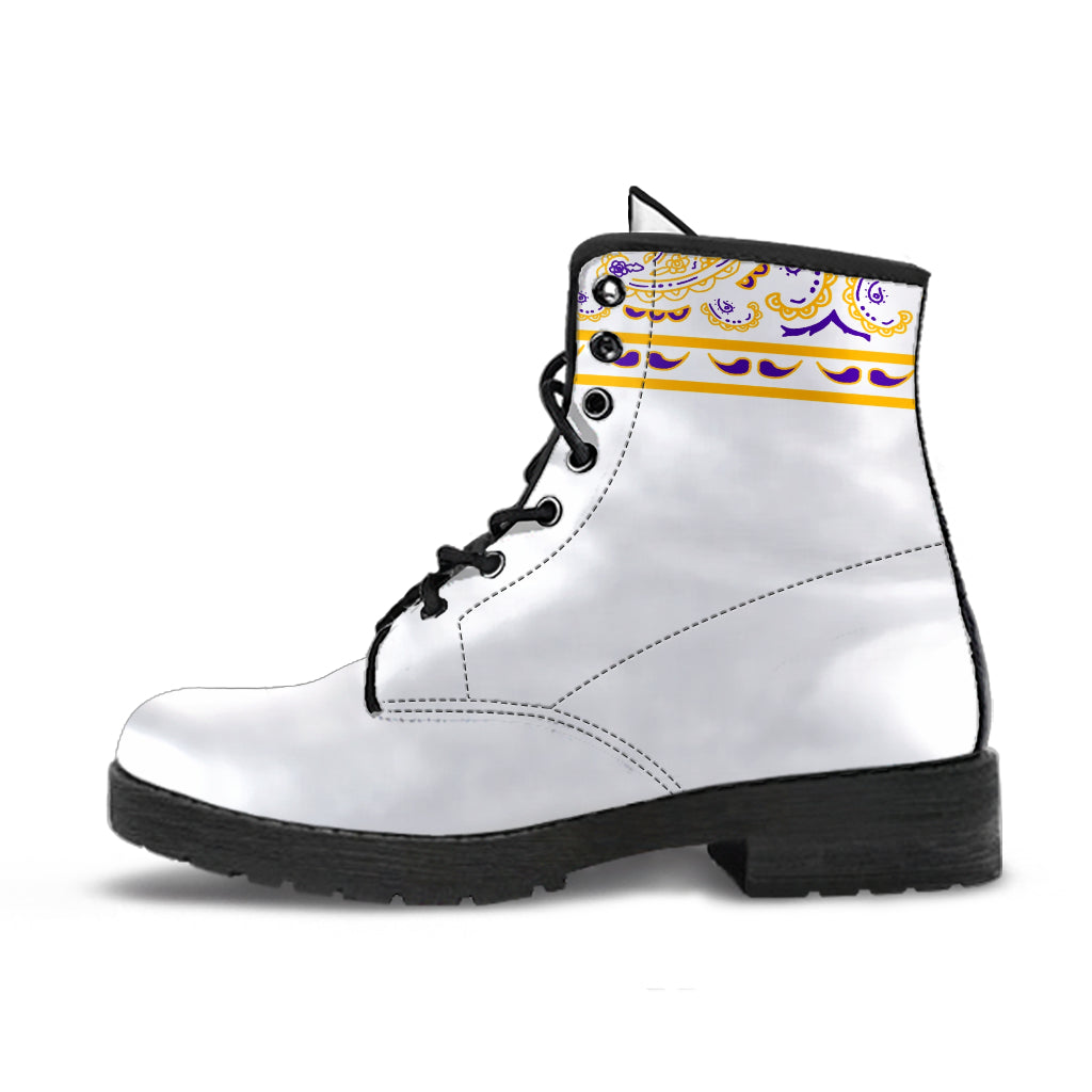 Banded White Leather Bandana Boot