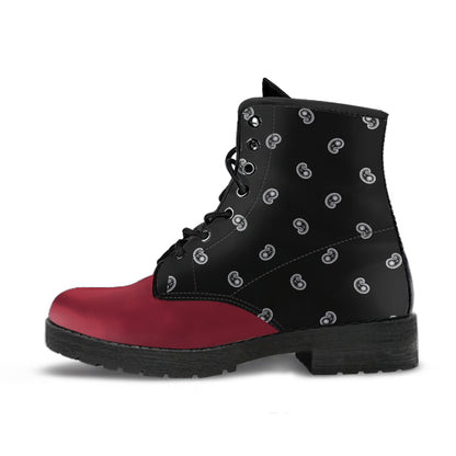 Men's Leather Bandana Boot - Maroon/Black