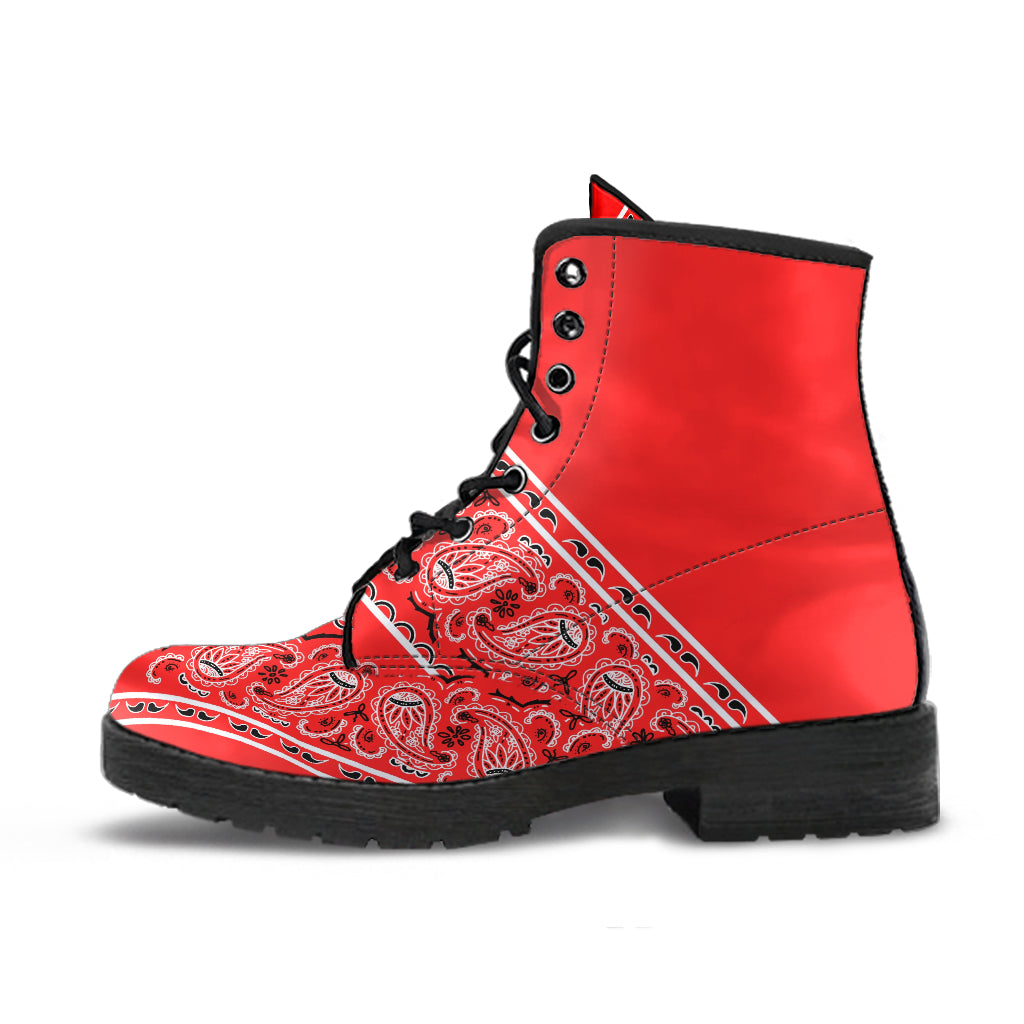 Flying V Bandana Leather Boot - Red