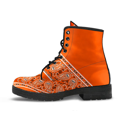 Flying V Leather Bandana Boot - Brt Orange
