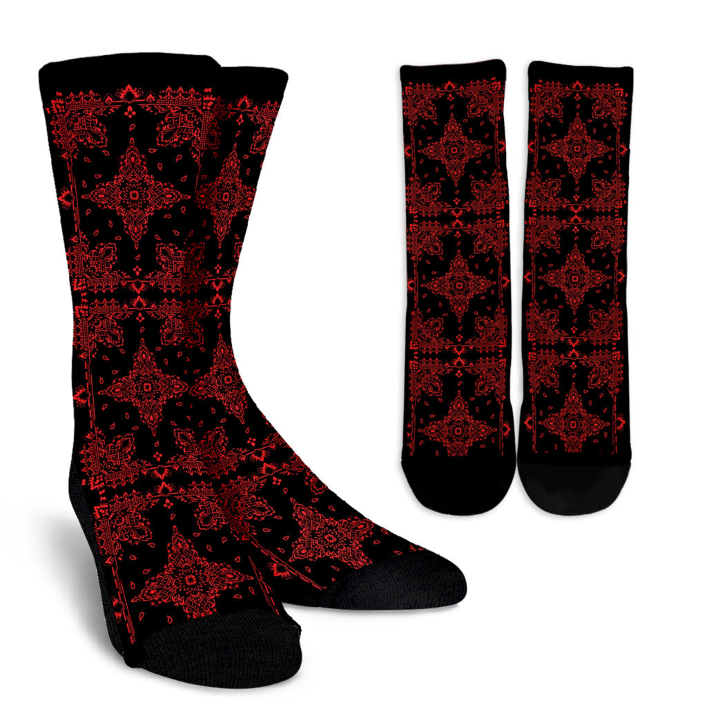 Socks - Pendant Red on Black