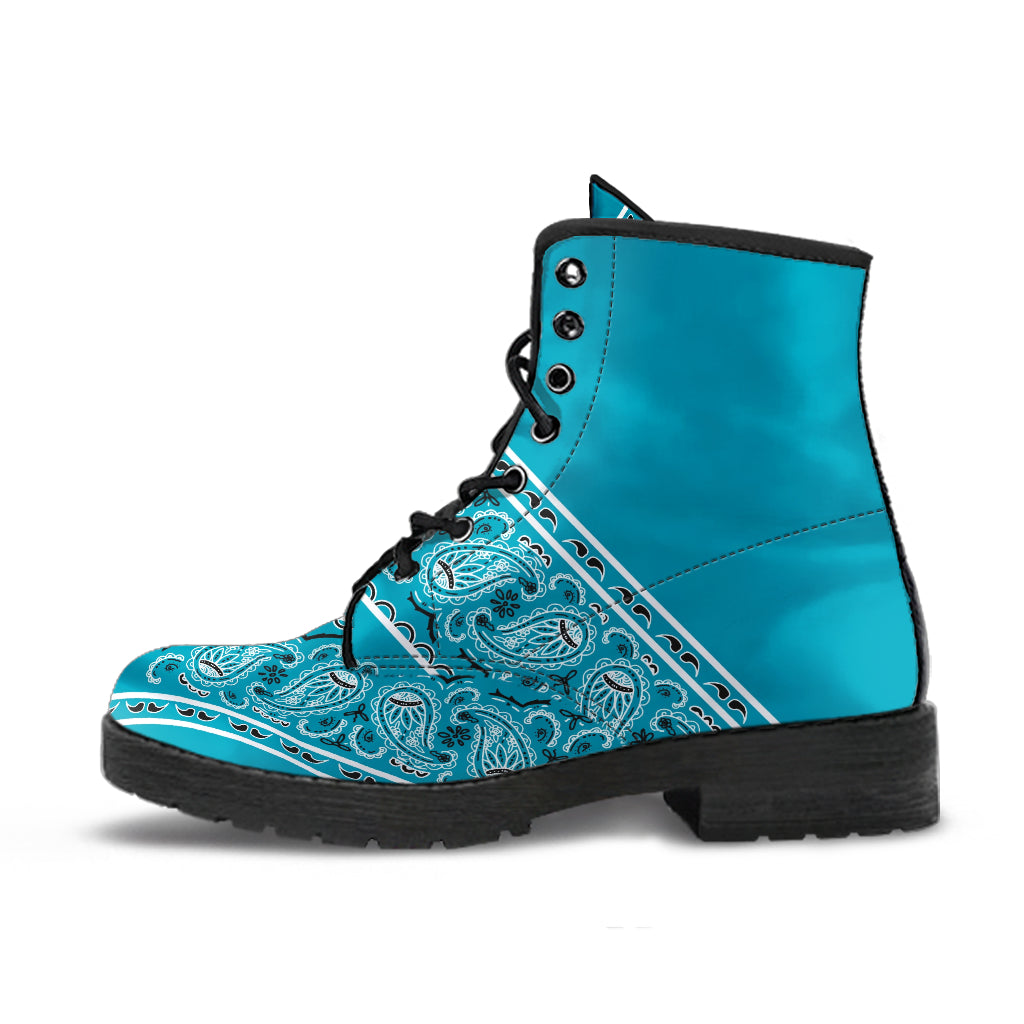 Flying V Leather Bandana Boot - Teal
