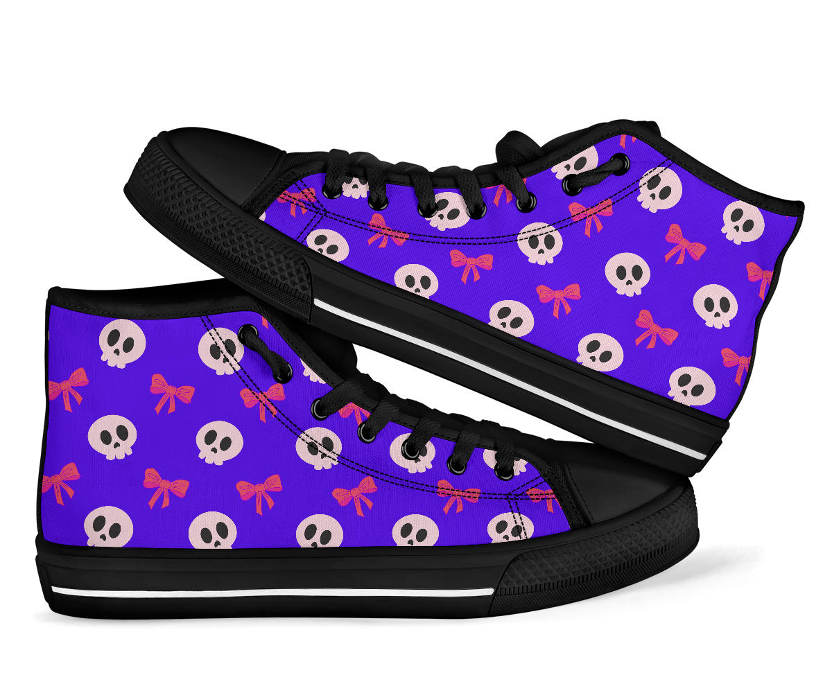 High Top Sneakers - Skulls and Bows Purple