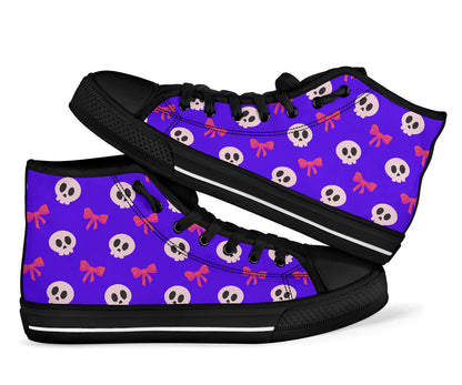 High Top Sneakers - Skulls and Bows Purple