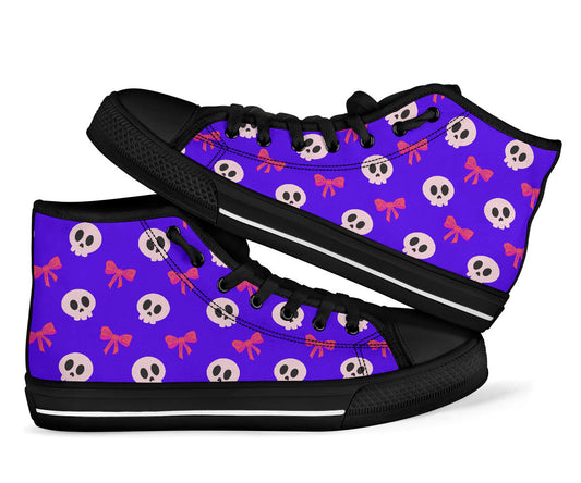 High Top Sneakers - Skulls and Bows Purple