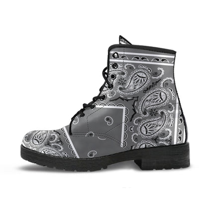 Men's Leather Bandana Boot - Gray