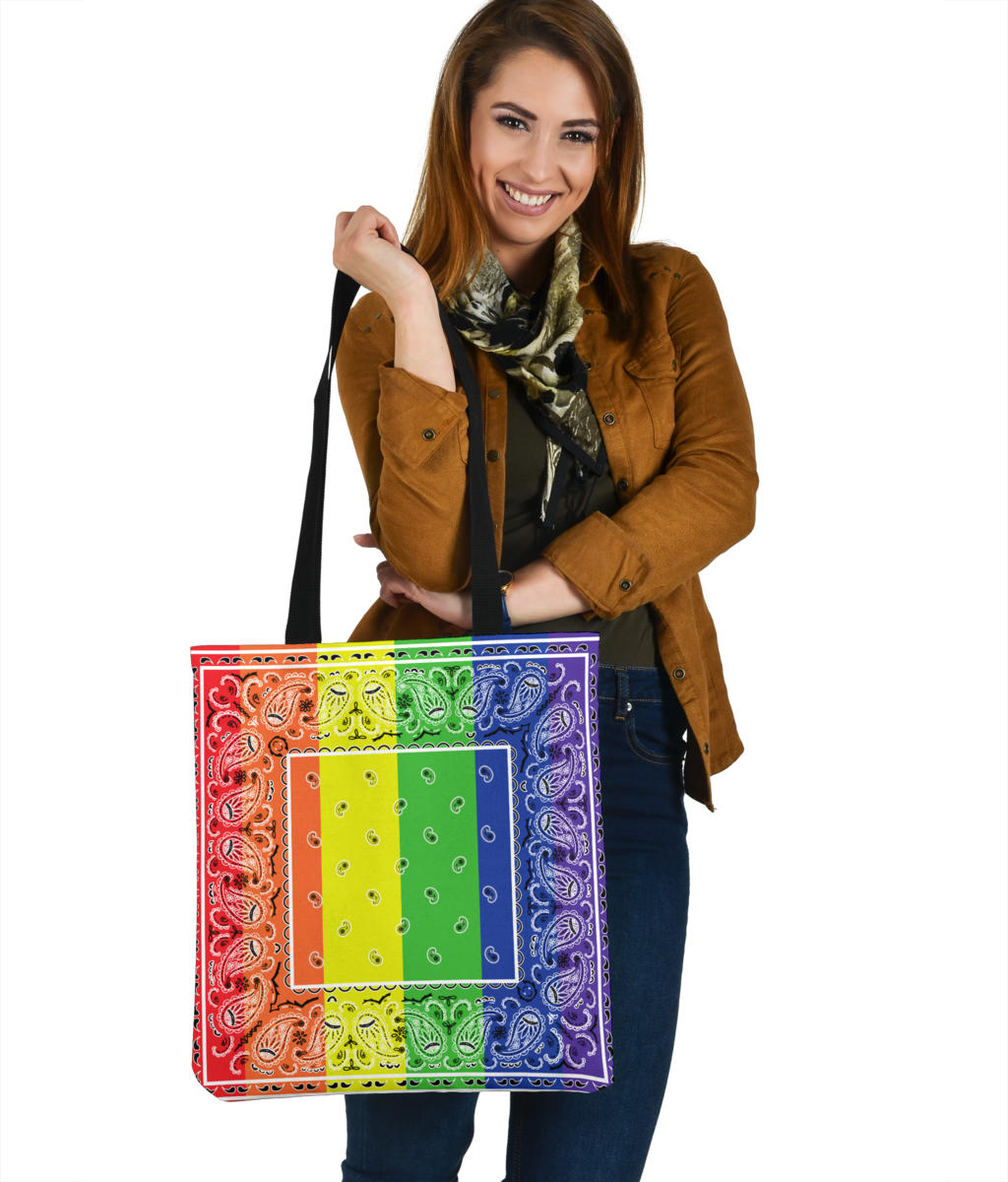 Vertical Rainbow Bandana Tote Bag