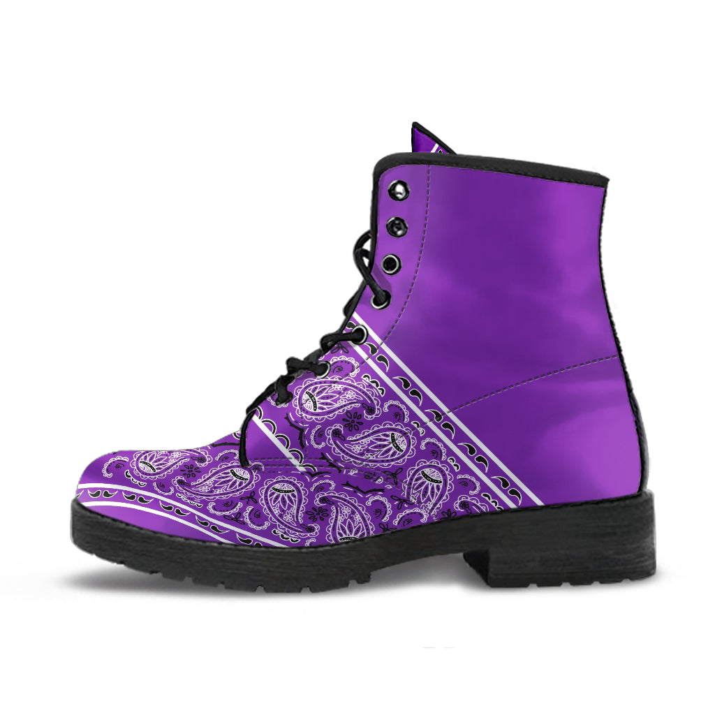 Flying V Leather Bandana Boot - Grape