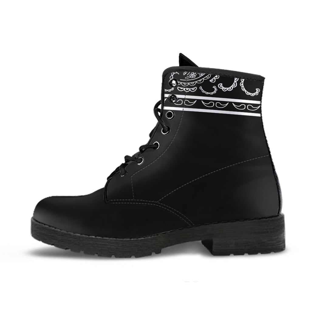 Banded Black Leather Bandana Boot