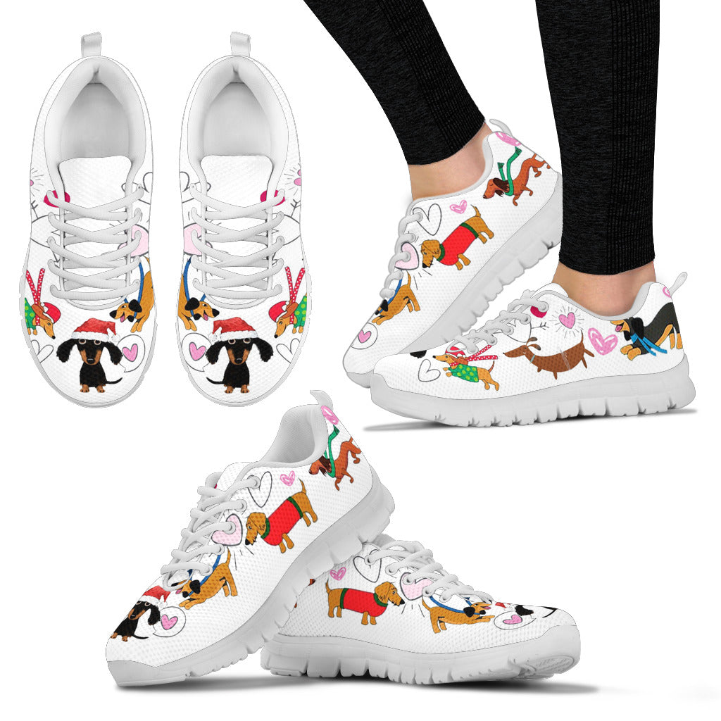 Christmas LT Sneakers - Women's Dachsunds Christmas Sneakers
