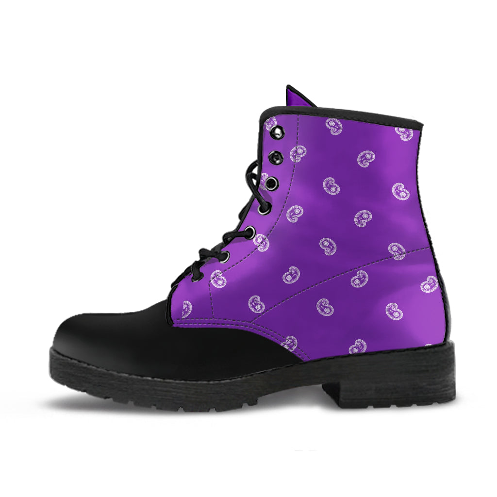 Men's Leather Bandana Boot - Black/Grape