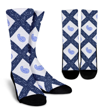 Socks - Paisley on Paisley Gray and Blue