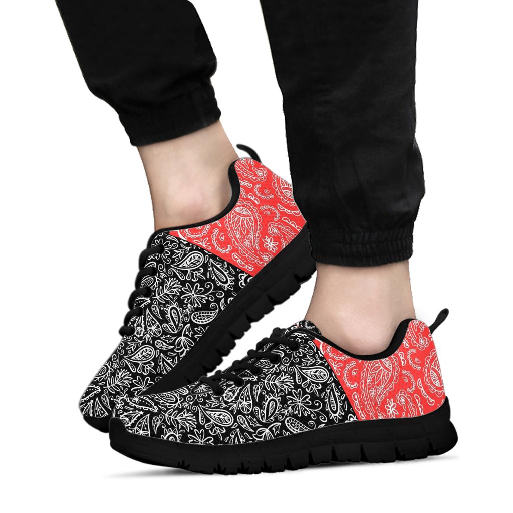 Low Top Sneaker - Red and Black on Black