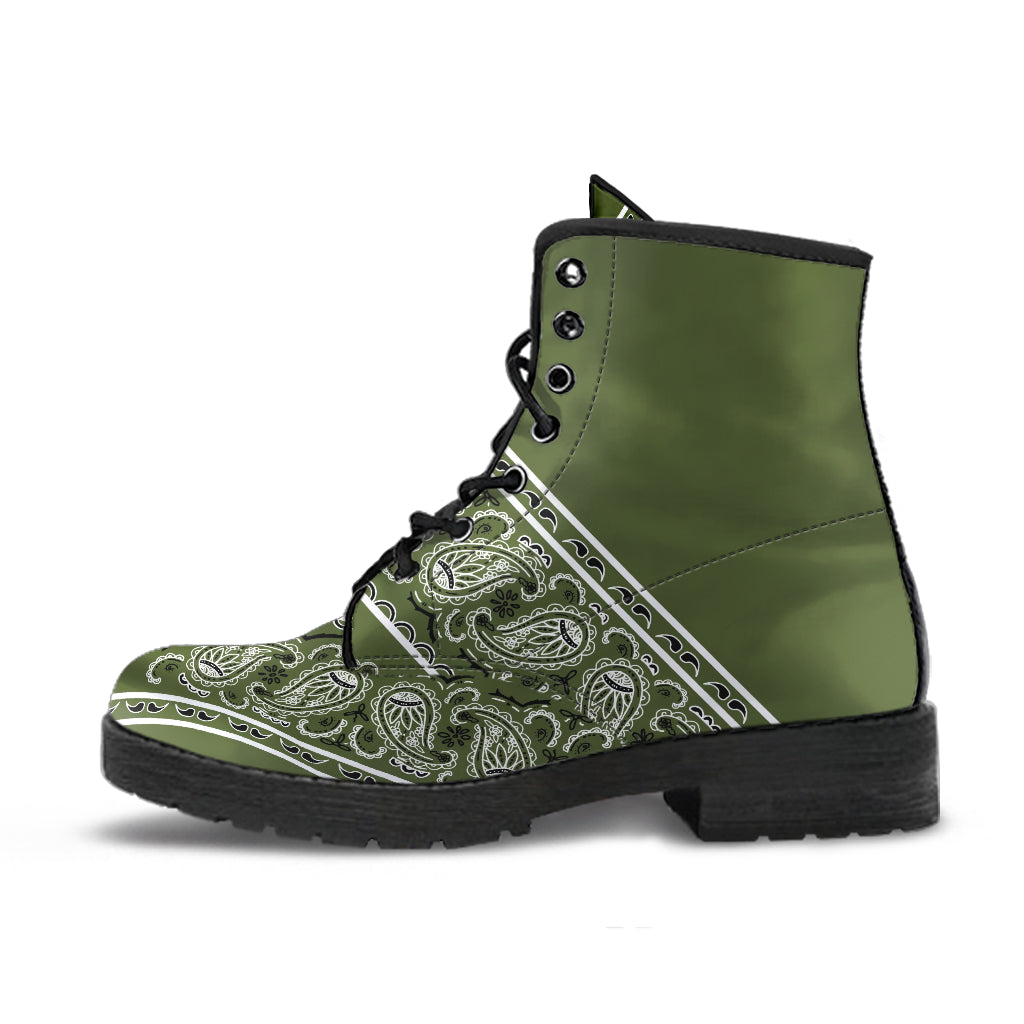 Flying V Leather Bandana Boot - Army Green