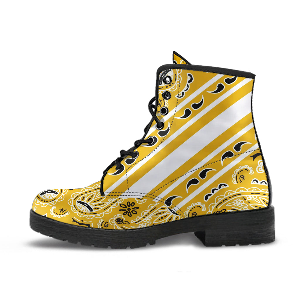 Bold Stripe Gold Leather Bandana Boot