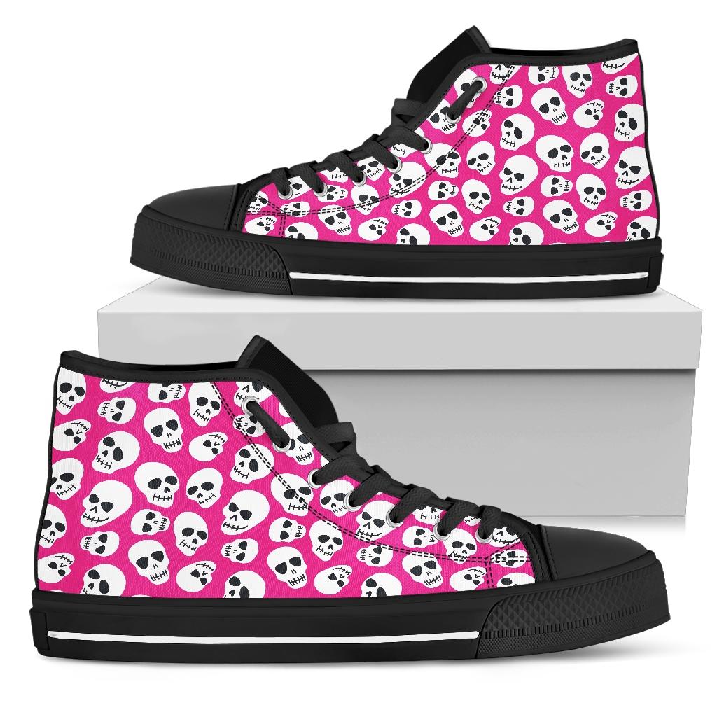 High Top Sneakers - Pink Skulls