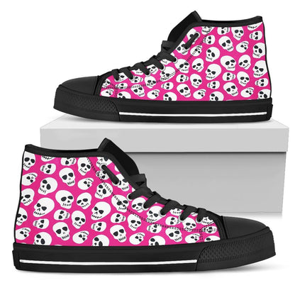 High Top Sneakers - Pink Skulls