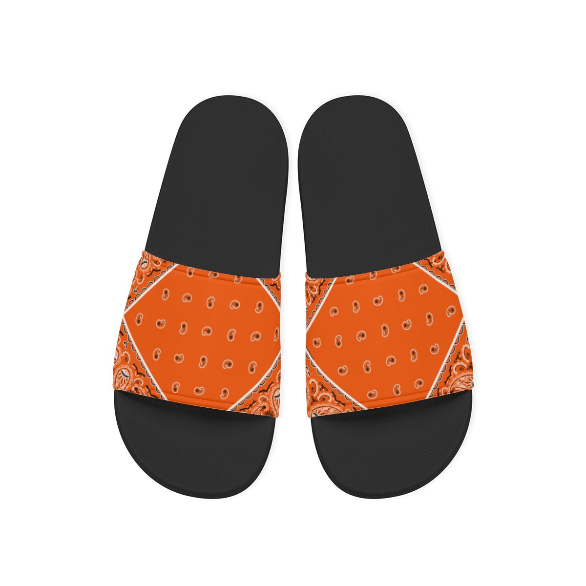 Bright Orange Diamond OG Bandana Slides