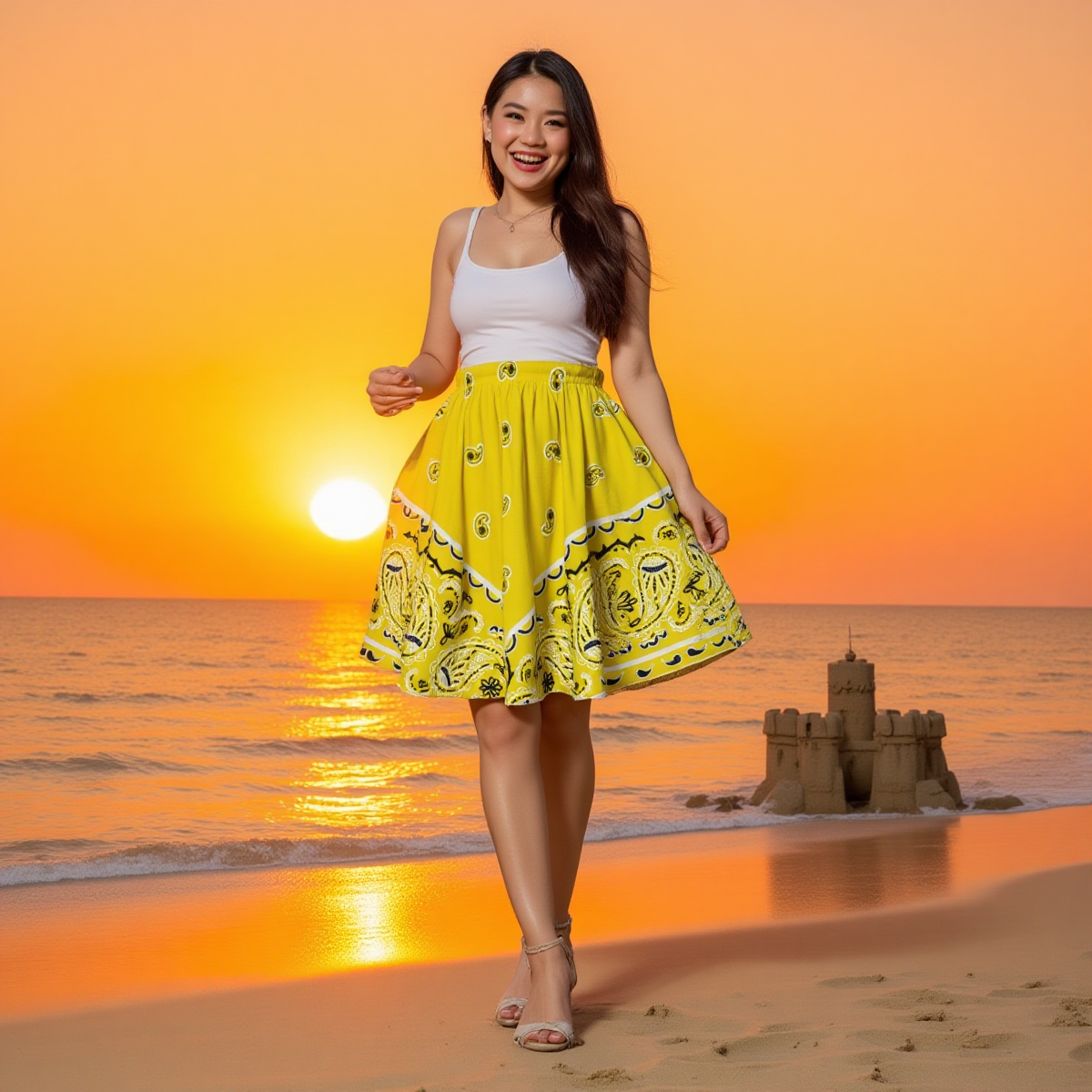 Bright Yellow Skirt with Original Bandana