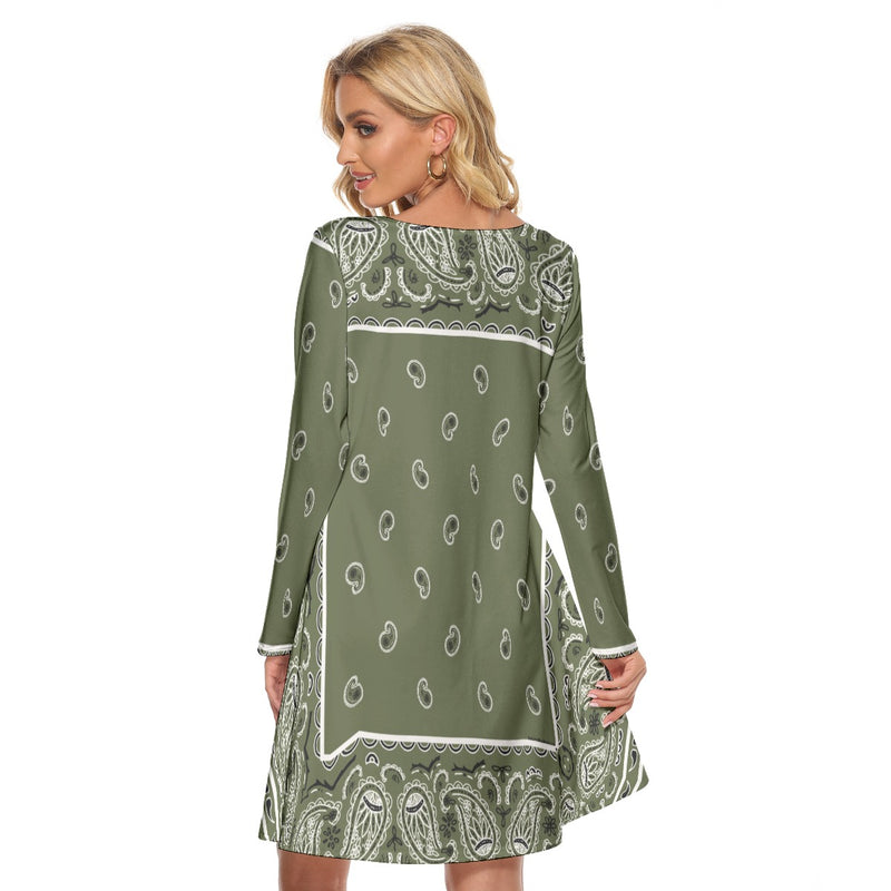 Crew Neck Dress - Army Green