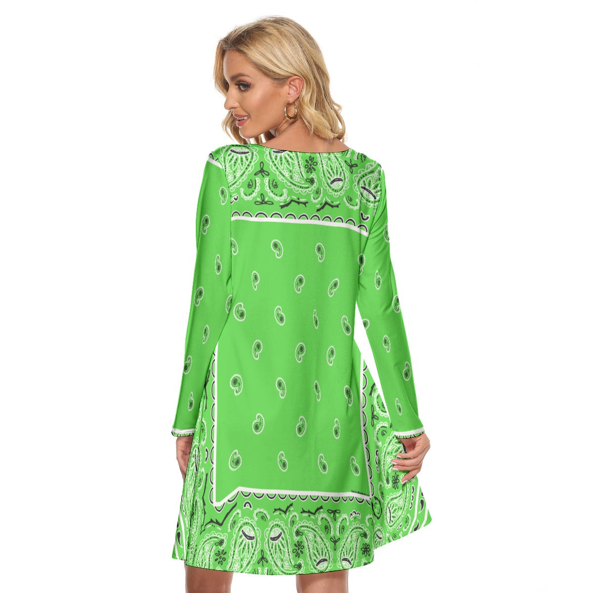 Crew Neck Dress - Bright Green