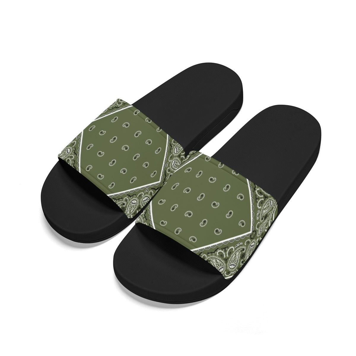 Army Green Diamond OG Bandana Slides