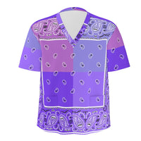 Scrubs - 4 Purples Square Bandana Scrubs w Purple Bottoms Plain Back