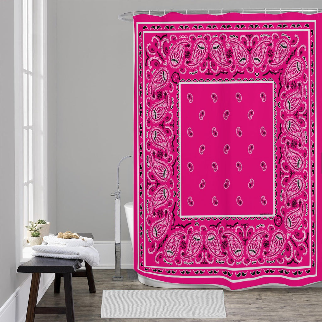 Shower Curtain - Bright Pink OG Bandana 4 Sizes