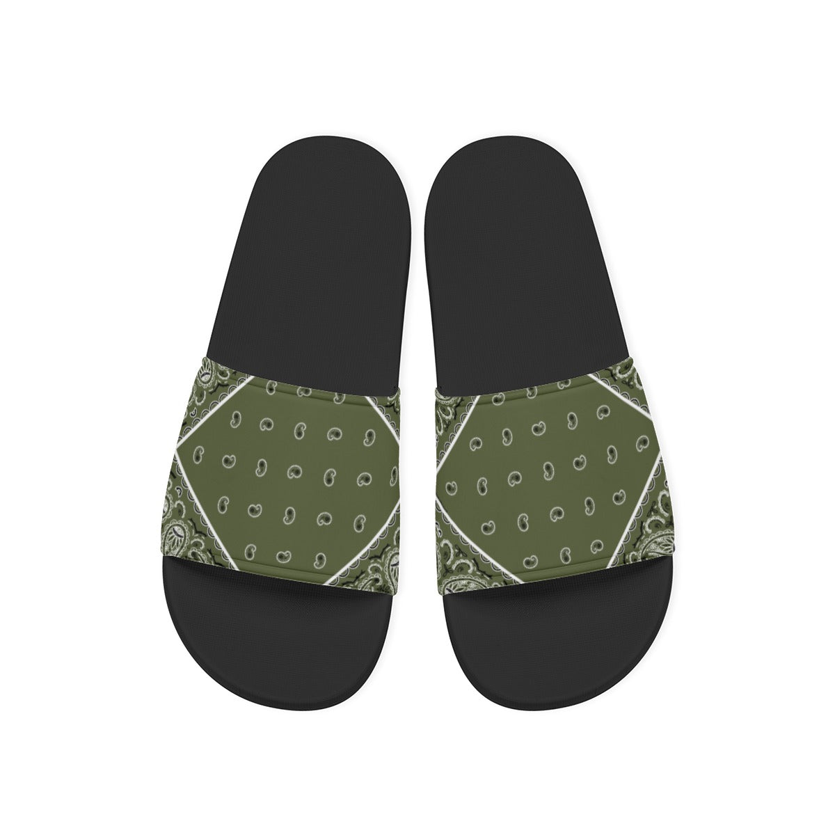 Army Green Diamond OG Bandana Slides