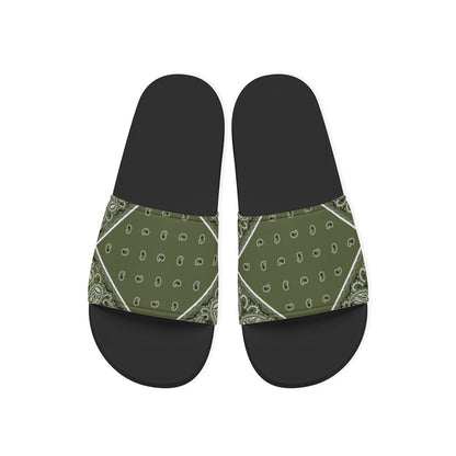 Army Green Diamond OG Bandana Slides