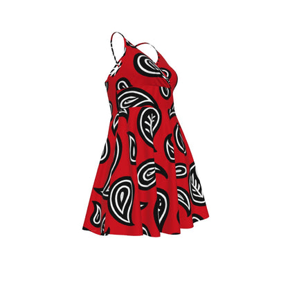 Women‘s Red Paisley Cross Cami Dress