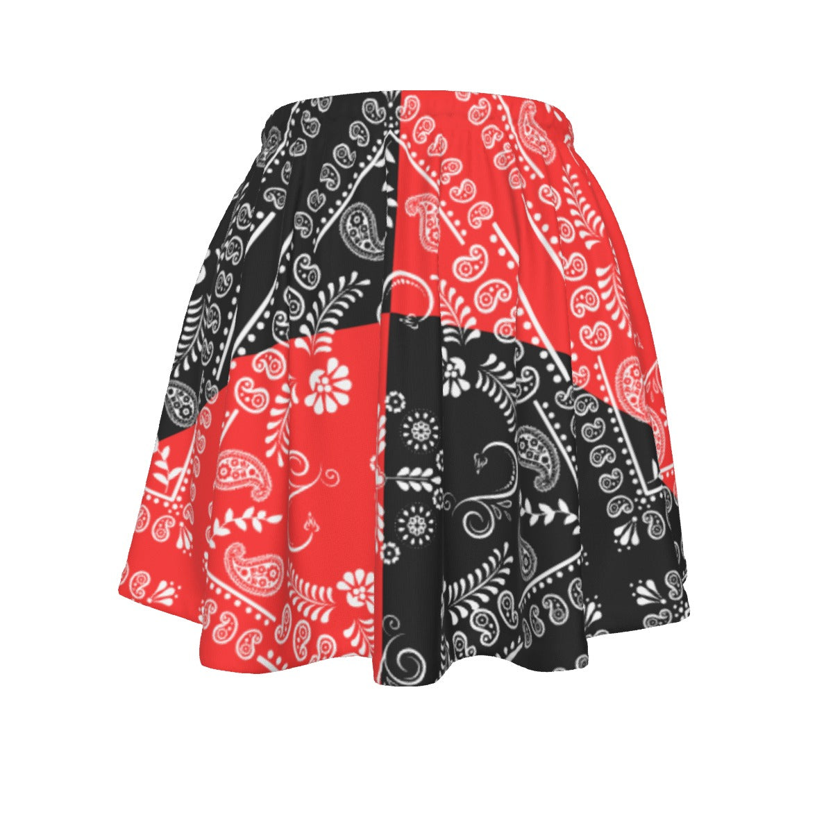 Red and Black Paisley Motif bandana Team Dress with a white backgound.