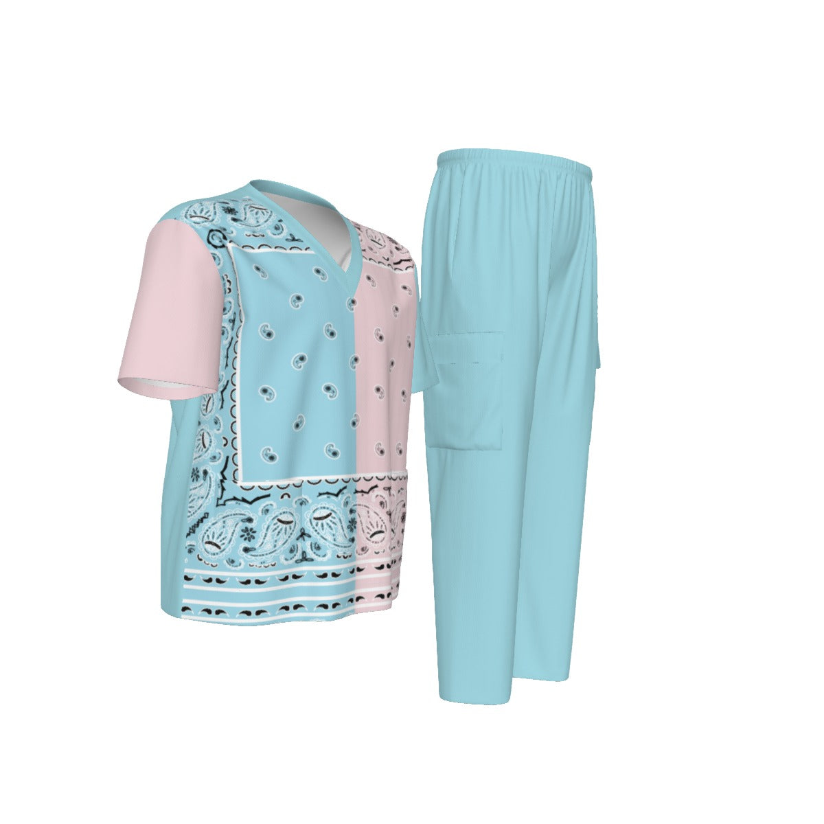 Scrubs - Pink and Blue Rec. Bandana Scrubs w Bottoms
