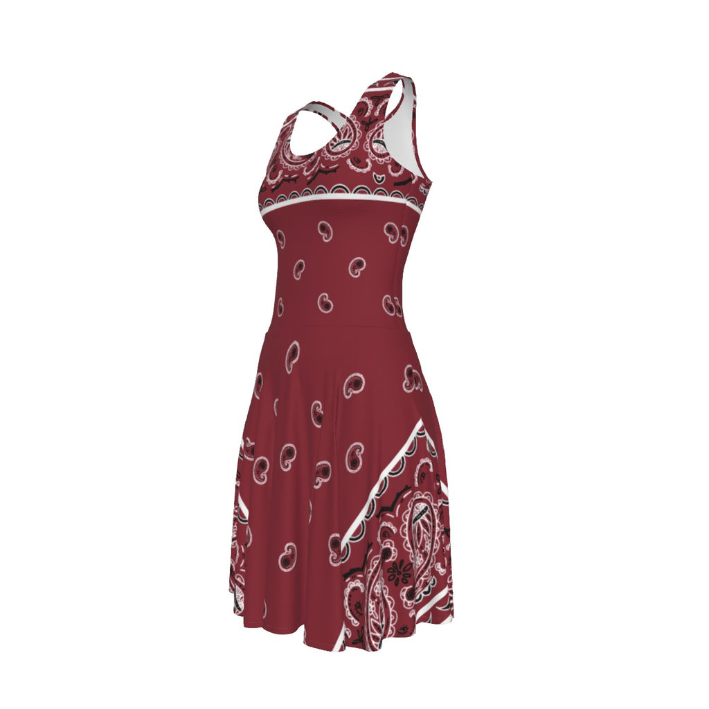 Sleeveless Bandana Dress - Maroon